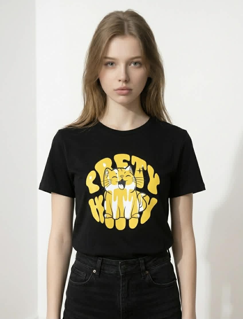 T-shirt imprimé série "Pretty Kitty " femme