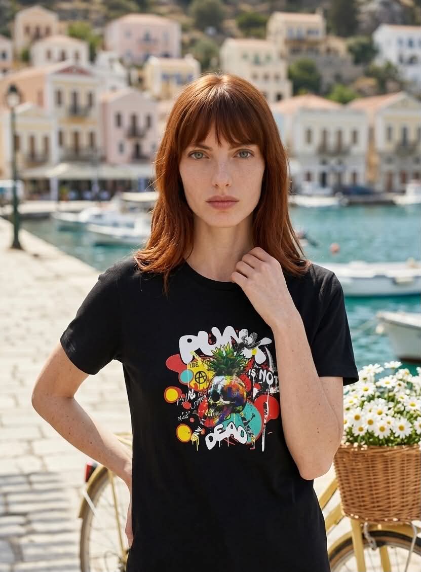 T-shirt imprimé série "Punk is not Dead couleur" femme